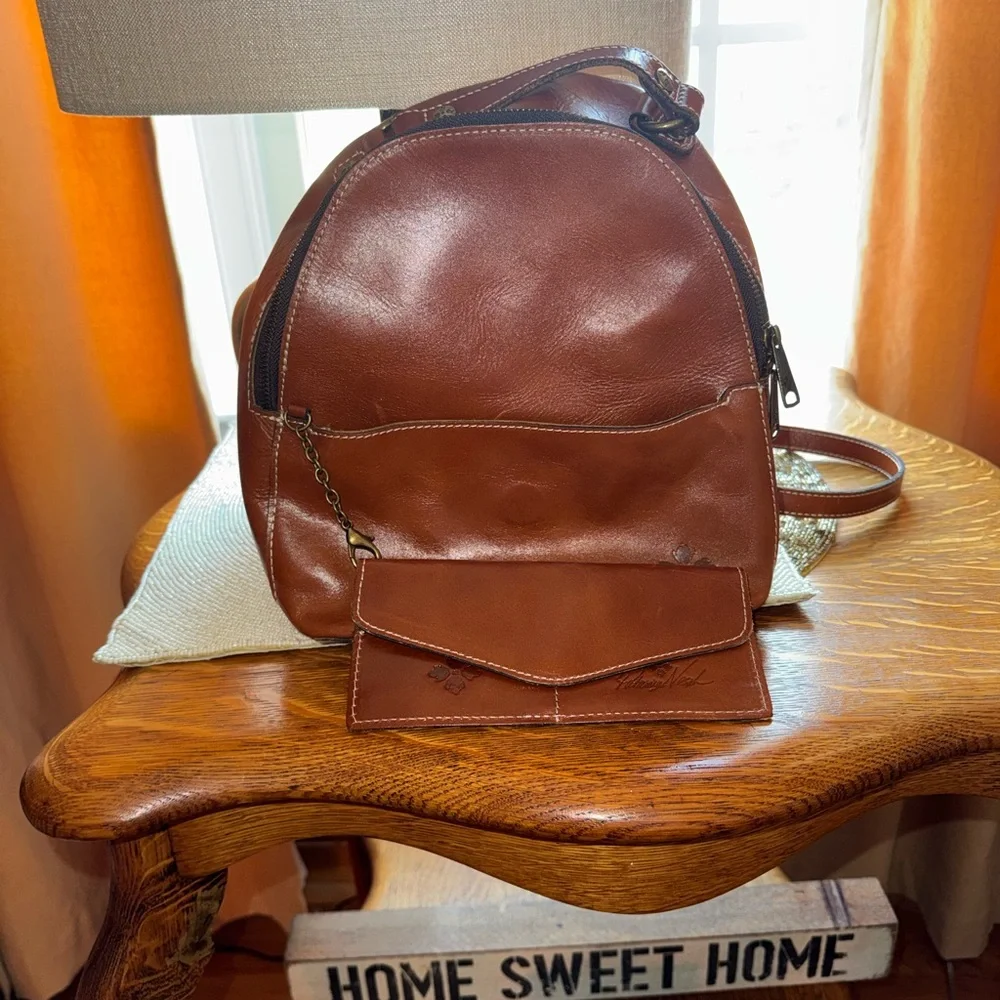 Patricia Nash Rich Brown Leather Backpack Crossbody